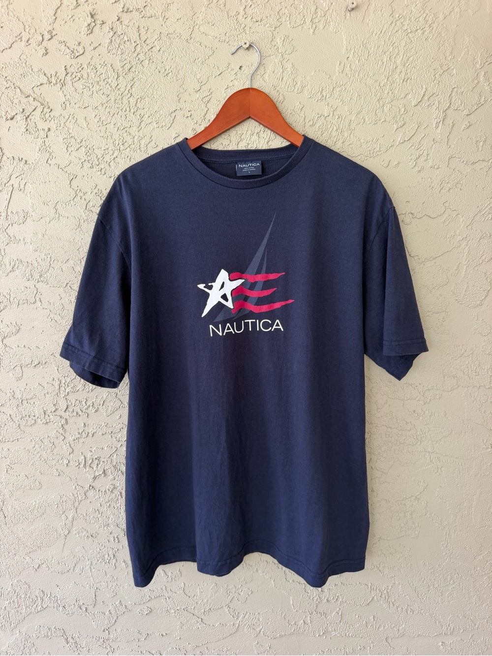 Nautica Navy Logo Graphic T-Shirt Large Made in Canada